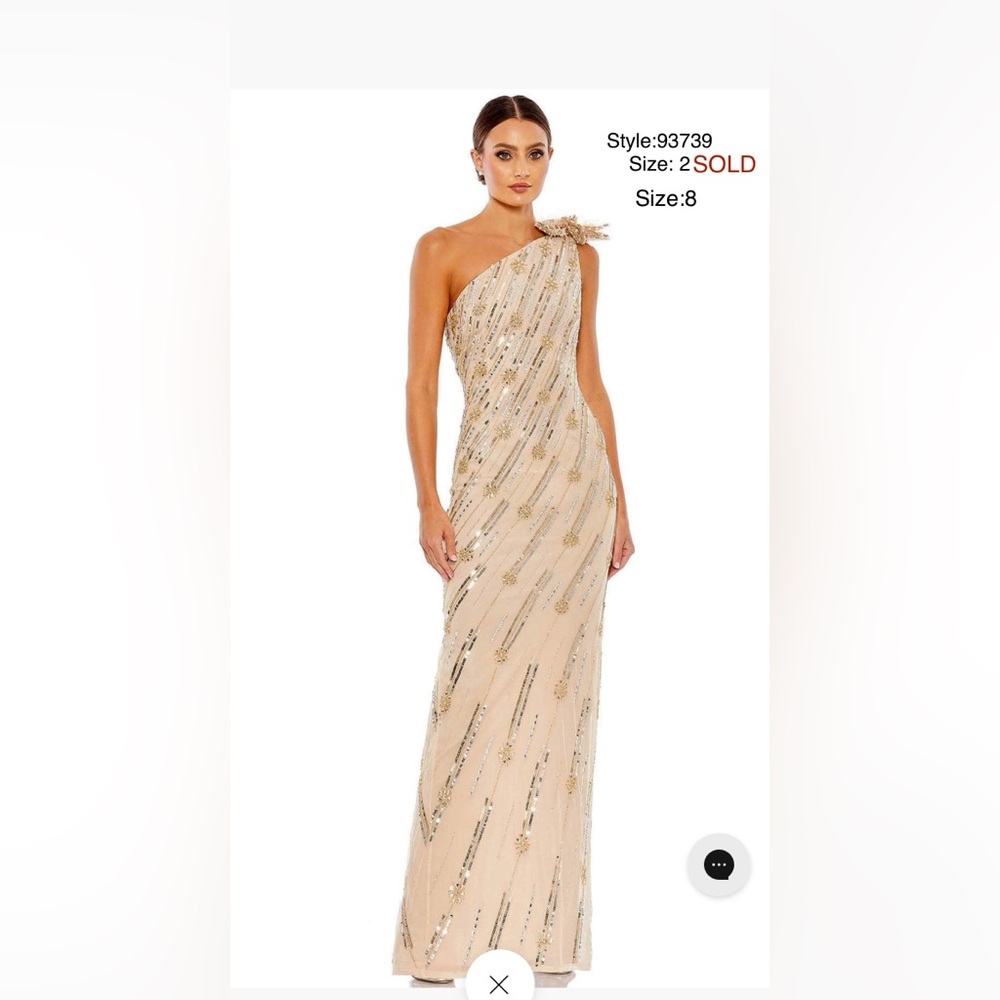 Mac Duggal One Shoulder Gown in Gold and Cream